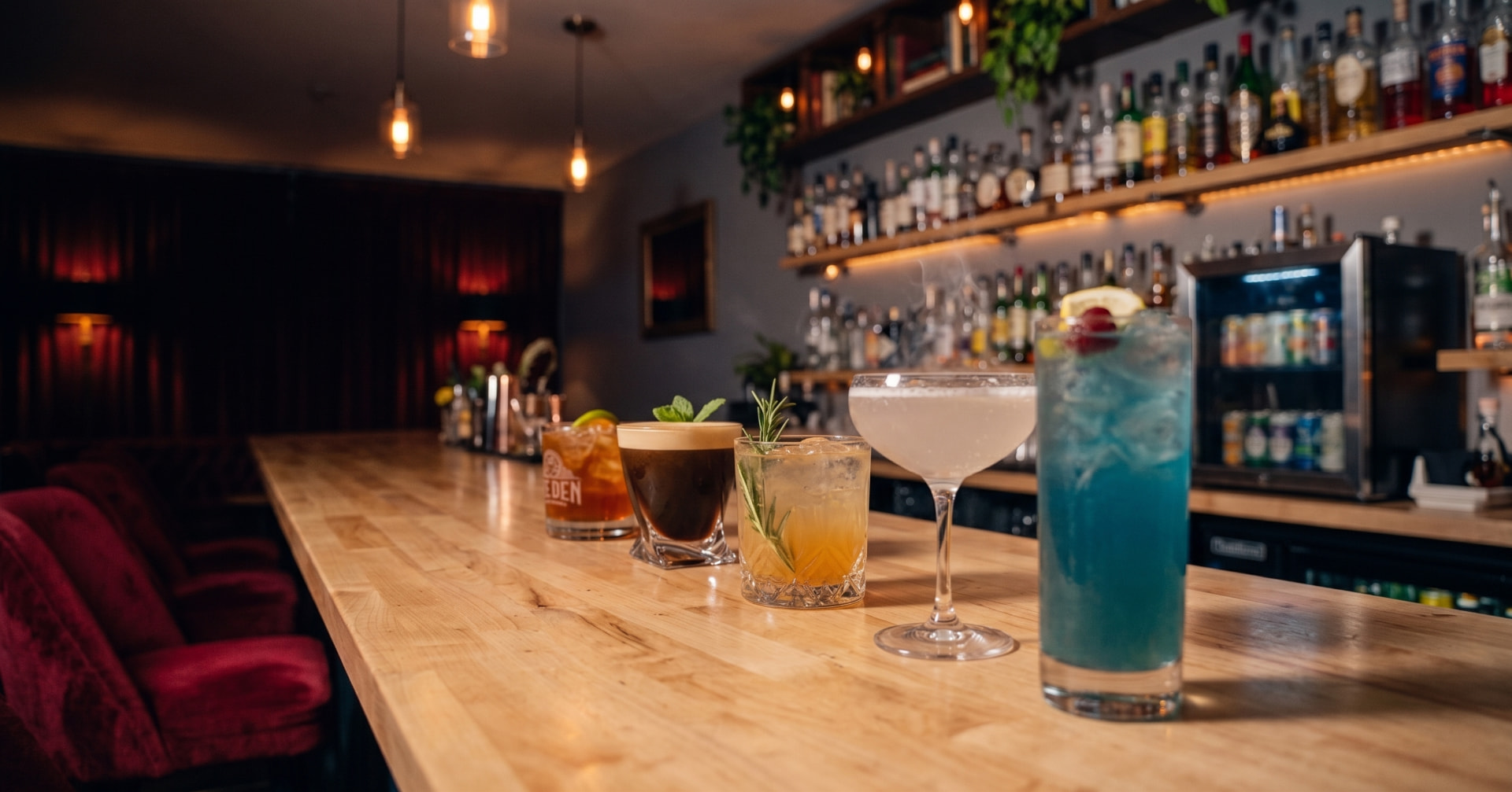 The interior of The Den, a modern speakeasy in St. Joseph, Missouri